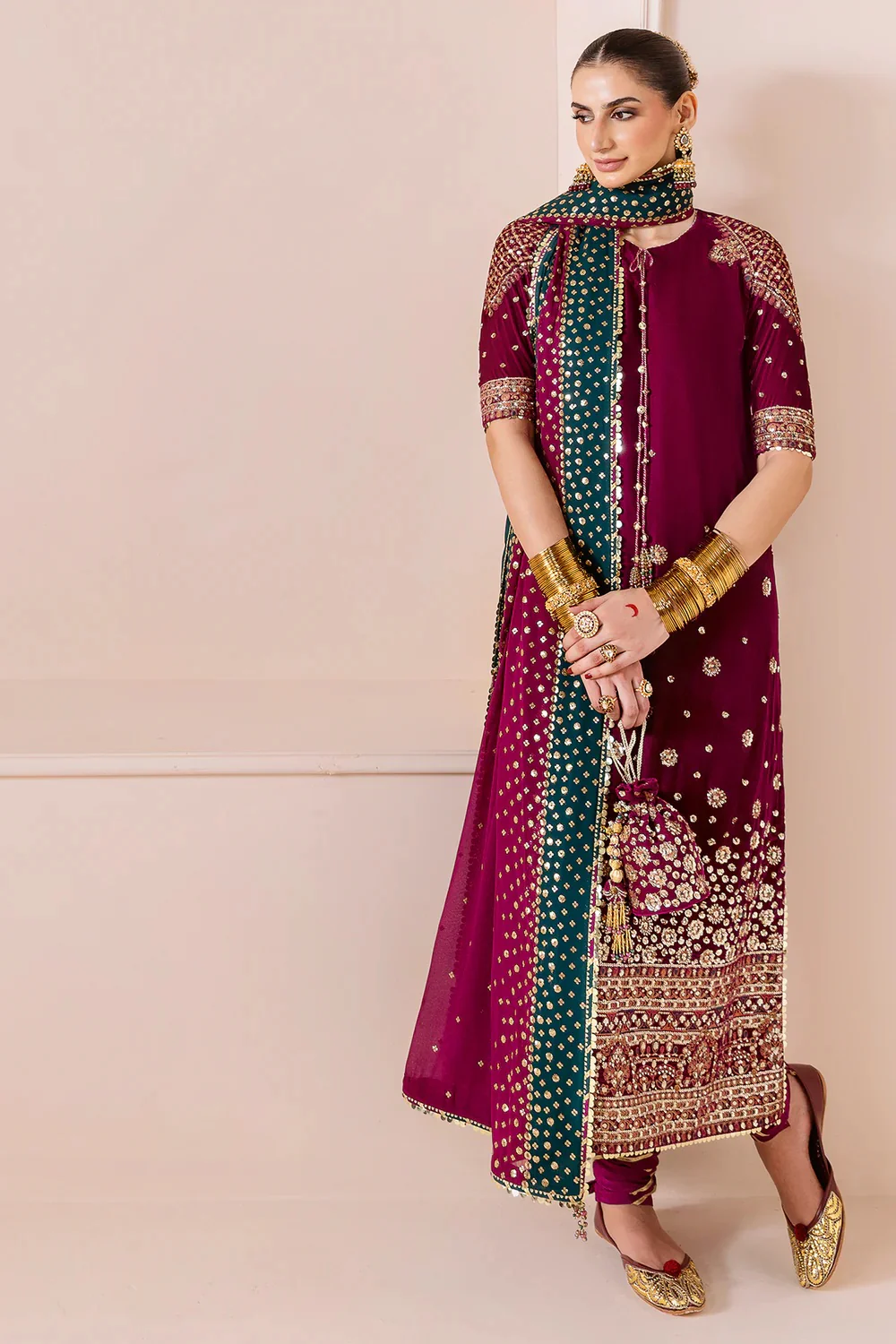 Jazmin Luxury Velvet Embroidered Unstitched 3 Piece - CVF D-02 - Image 5