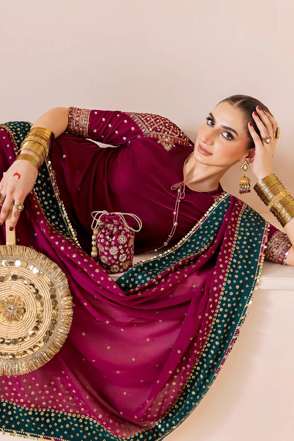 Jazmin Luxury Velvet Embroidered Unstitched 3 Piece - CVF D-02 - Image 9