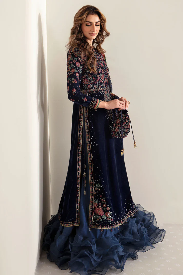 Jazmine Embroidered Velvet Formal VF-2005 Unstitched 3 Pieces Luxury Velvet Collection - Image 3