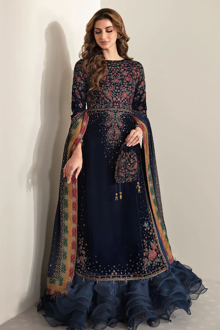 Jazmine Embroidered Velvet Formal VF-2005 Unstitched 3 Pieces Luxury Velvet Collection - Image 5
