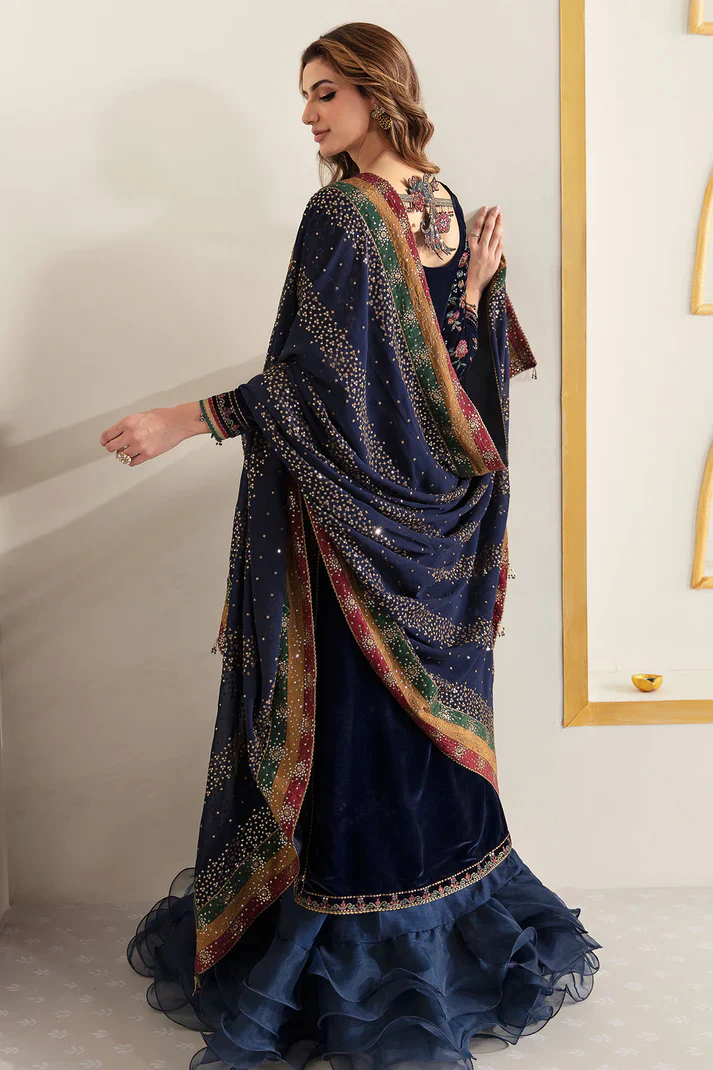 Jazmine Embroidered Velvet Formal VF-2005 Unstitched 3 Pieces Luxury Velvet Collection - Image 6