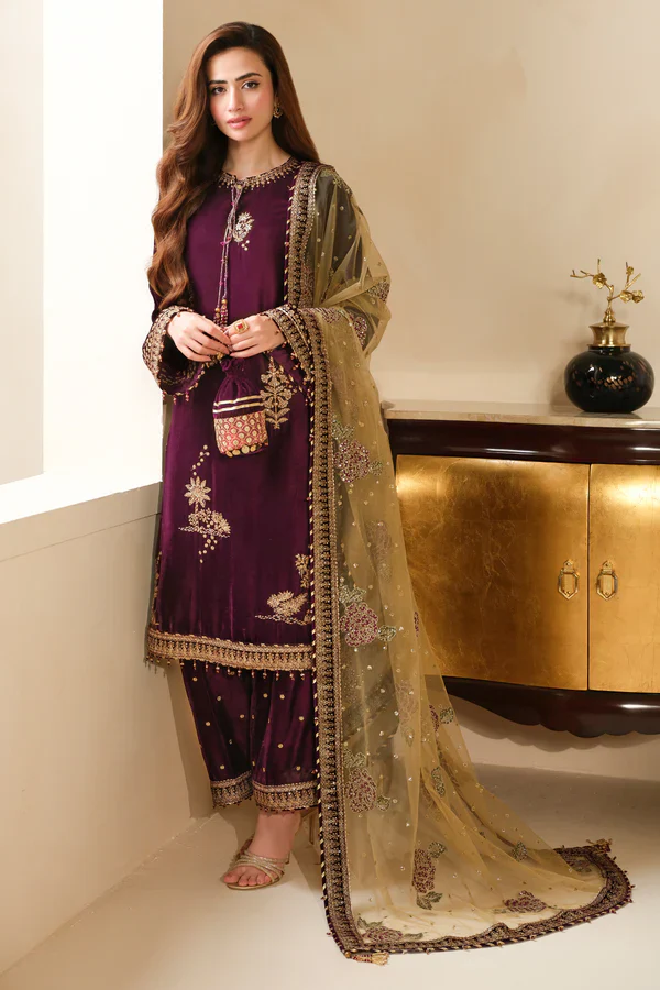Jazmine Luxury Embroidered Unstitched Velvet Formal VF-2032 - Image 2