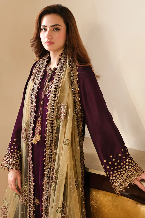 Jazmine Luxury Embroidered Unstitched Velvet Formal VF-2032 - Image 4
