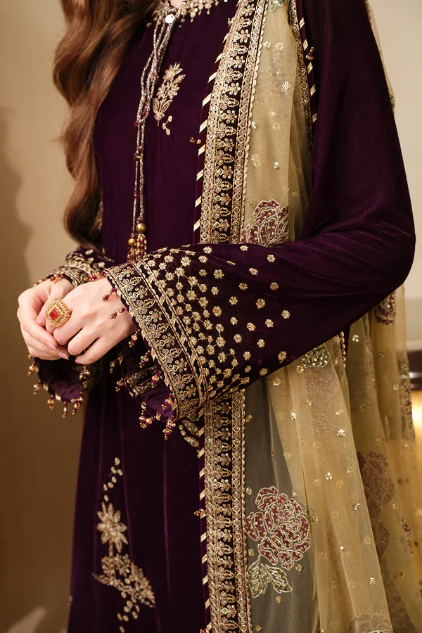 Jazmine Luxury Embroidered Unstitched Velvet Formal VF-2032 - Image 6