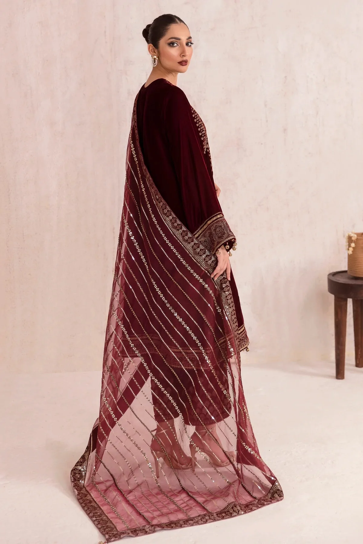 Jazmine Luxury Formel Velvet Collection-Qalb 3 Pc Unstitched - Image 4