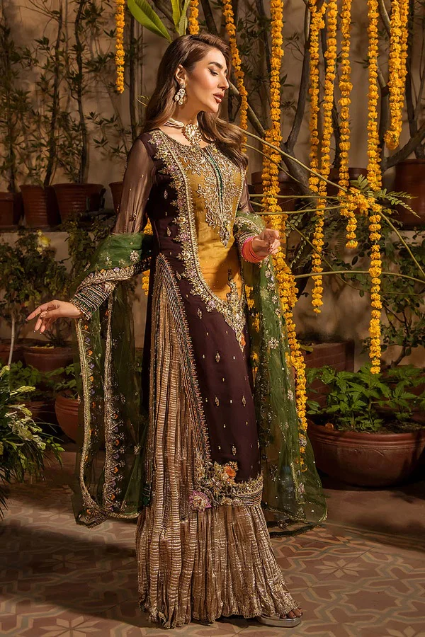 Khudabaksh Luxury Chiffon Dress Embroidered 3 Piece Unstitched - P-265 - Image 12