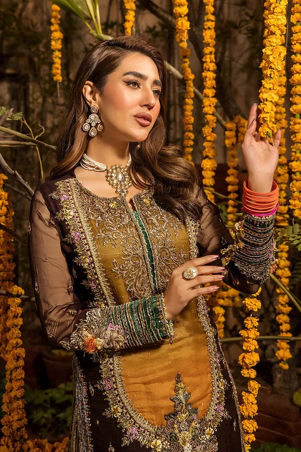 Khudabaksh Luxury Chiffon Dress Embroidered 3 Piece Unstitched - P-265 - Image 5