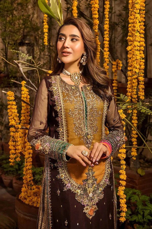 Khudabaksh Luxury Chiffon Dress Embroidered 3 Piece Unstitched - P-265 - Image 6