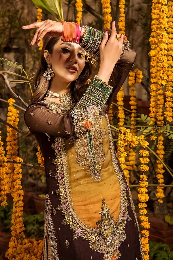 Khudabaksh Luxury Chiffon Dress Embroidered 3 Piece Unstitched - P-265 - Image 7