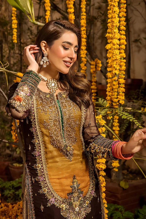 Khudabaksh Luxury Chiffon Dress Embroidered 3 Piece Unstitched - P-265 - Image 8