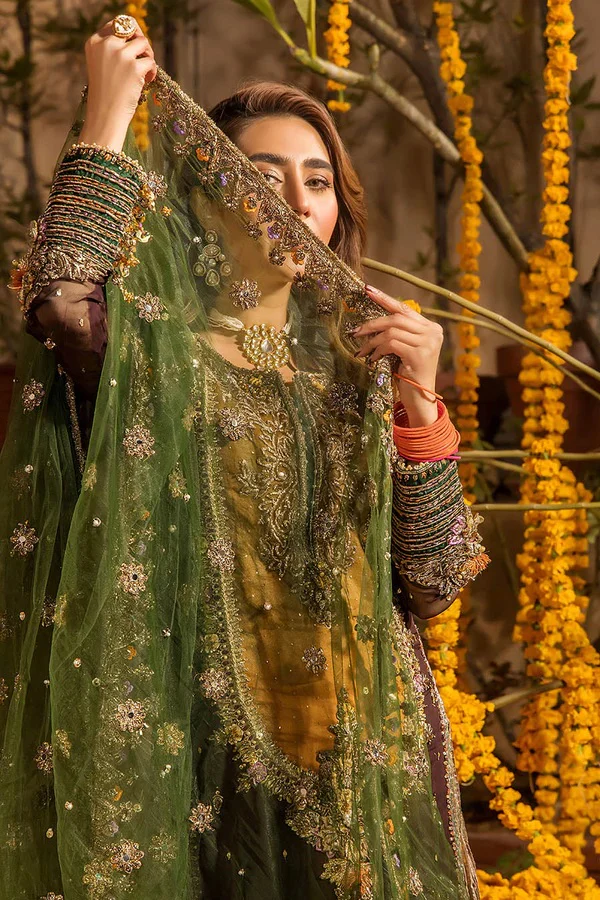 Khudabaksh Luxury Chiffon Dress Embroidered 3 Piece Unstitched - P-265 - Image 9