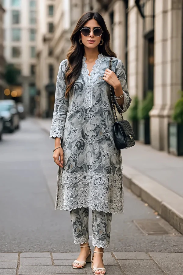 Lakhany - Luxury Lawn Embroidered 3 Piece Unstitched - LG-IZ-0370