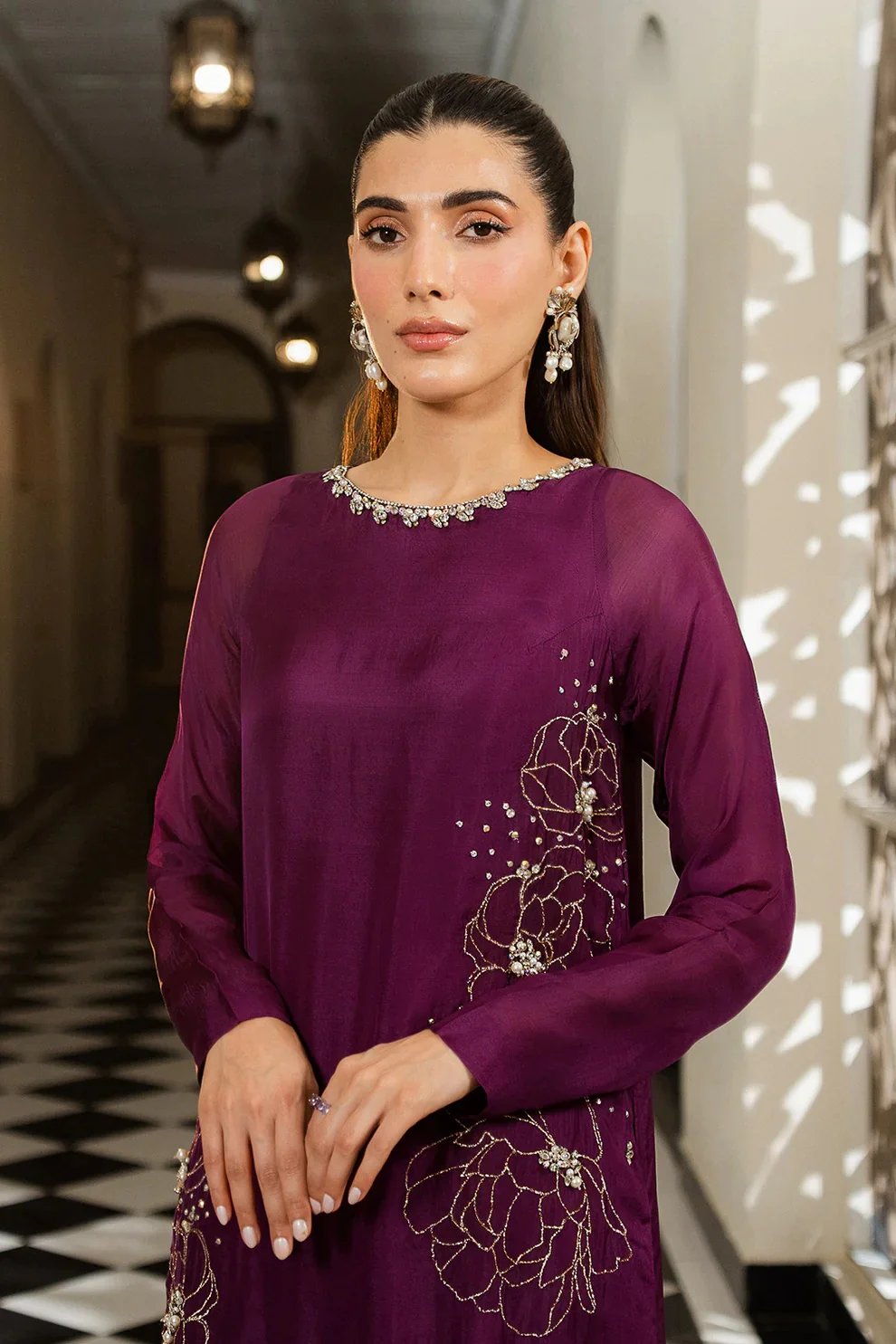 Lulusar Luxury Raw Silk Embroidered 3 Piece Unstitched - Junha Long - Image 4