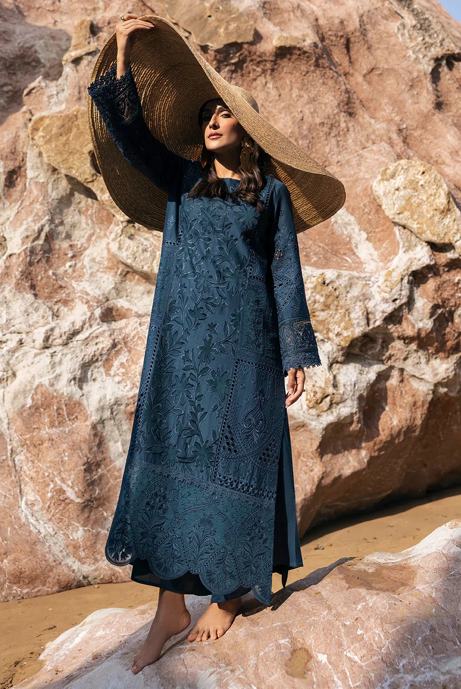 Mahnur - Luxury Lawn Embroidered 3 Piece Unstitched - Iris - Image 3