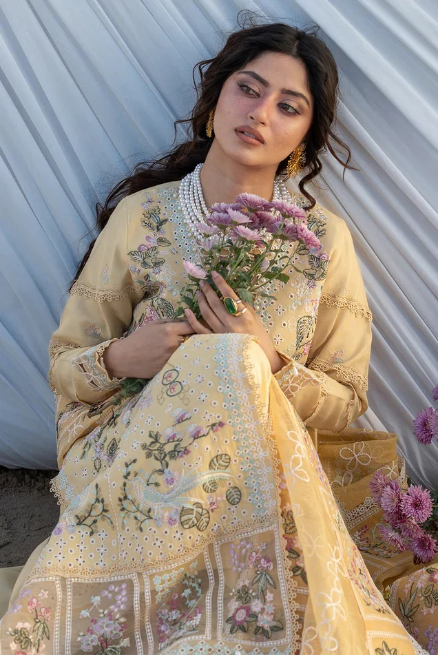 Mahnur - Luxury Lawn Embroidered 3 Piece Unstitched - S-02 - Image 10