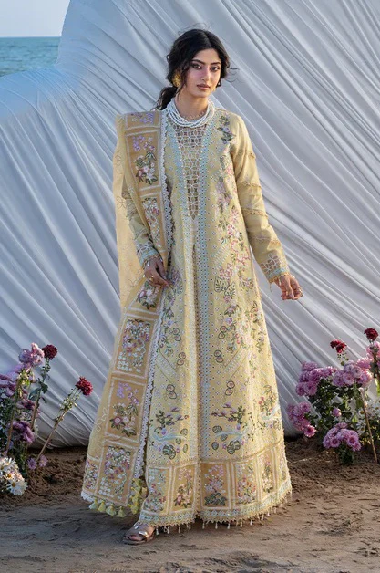 Mahnur - Luxury Lawn Embroidered 3 Piece Unstitched - S-02 - Image 2