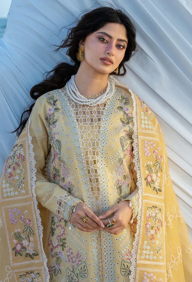 Mahnur - Luxury Lawn Embroidered 3 Piece Unstitched - S-02 - Image 6