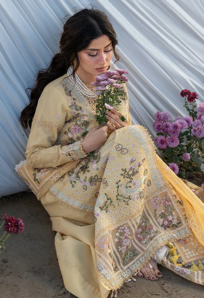 Mahnur - Luxury Lawn Embroidered 3 Piece Unstitched - S-02 - Image 8