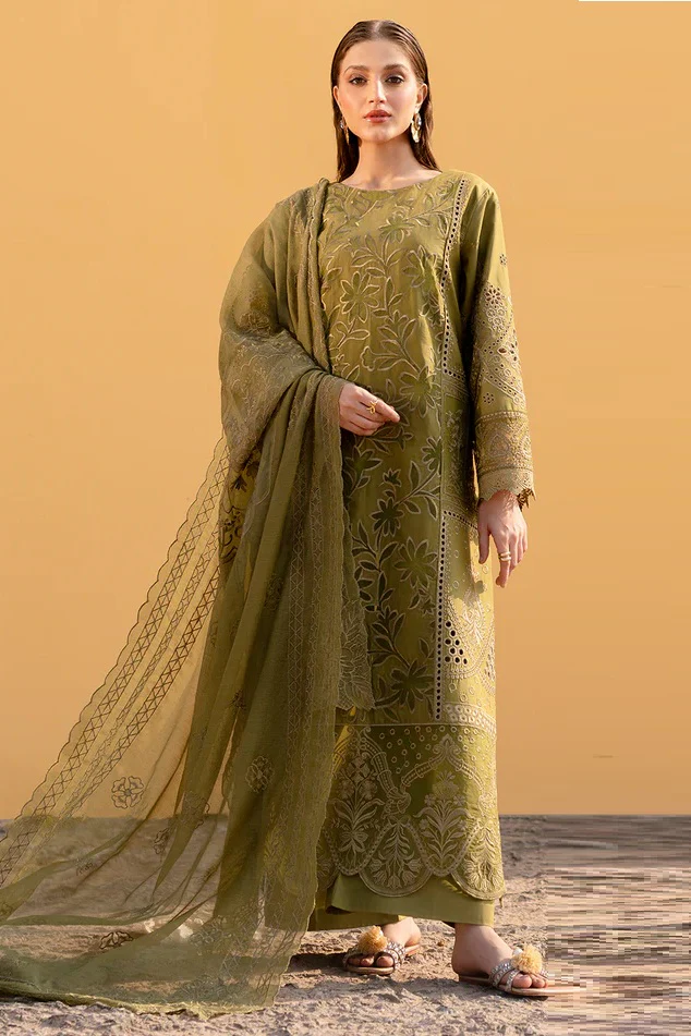 Mahnur - Luxury Lawn Embroidered Unstitched 3 Piece - Adrienne