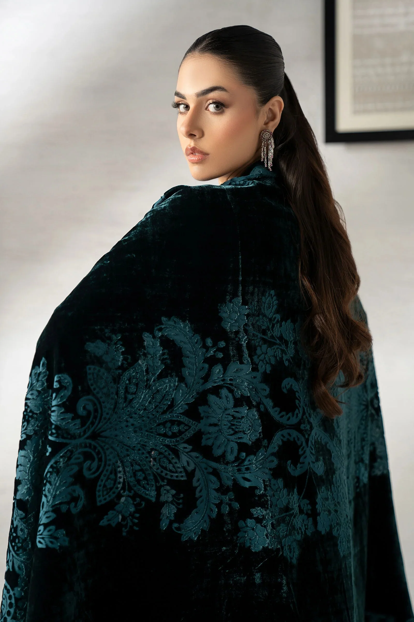 Maira.B - Luxury Velvet Embroidered Palachi 3 Piece Unstitched - DW-W25-19- - Image 6