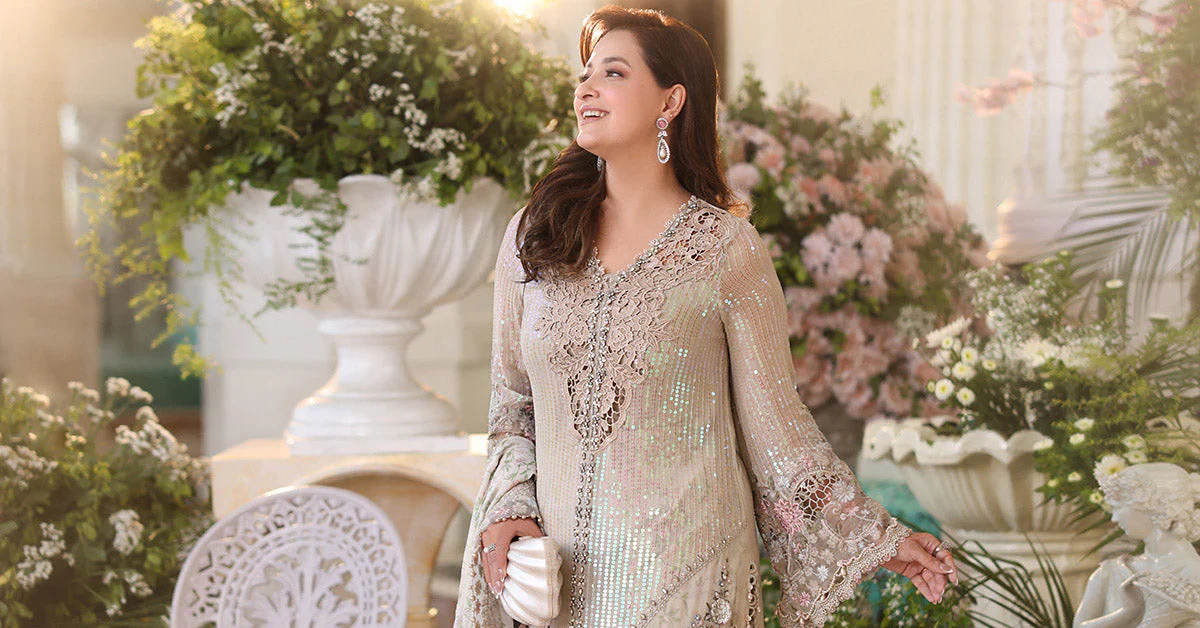 Maria.B Embroidered Luxury Chiffon Unstitched 3Pc Suit MPC-26-107 - Image 8