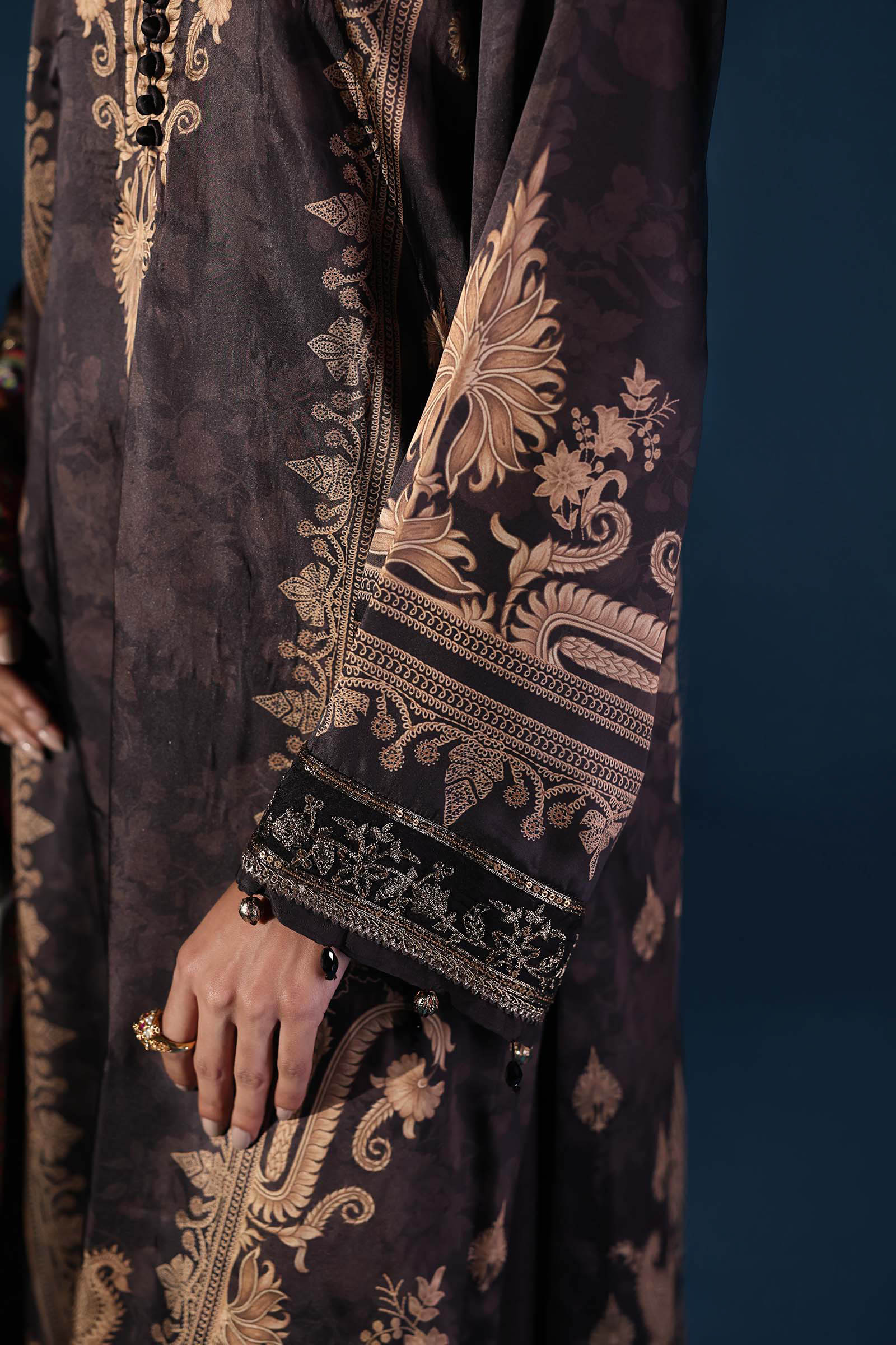 Maria.B Embroidered Satin Silk Suit 3 Pc Unstitched MPS-W25-02 - Image 8