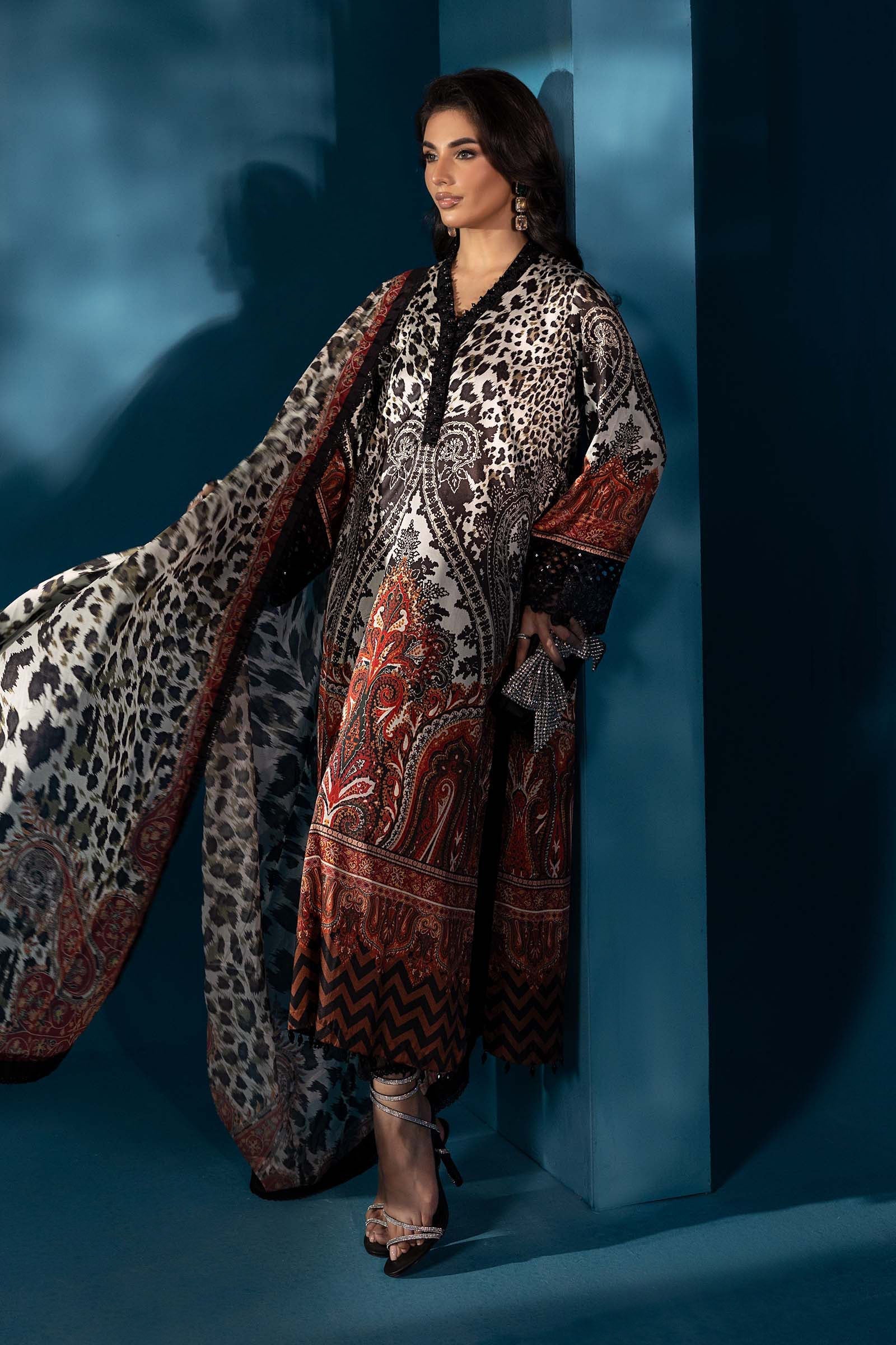 Maria.B Embroidered Satin Silk Suit 3 Pc Unstitched MPS-W25-05