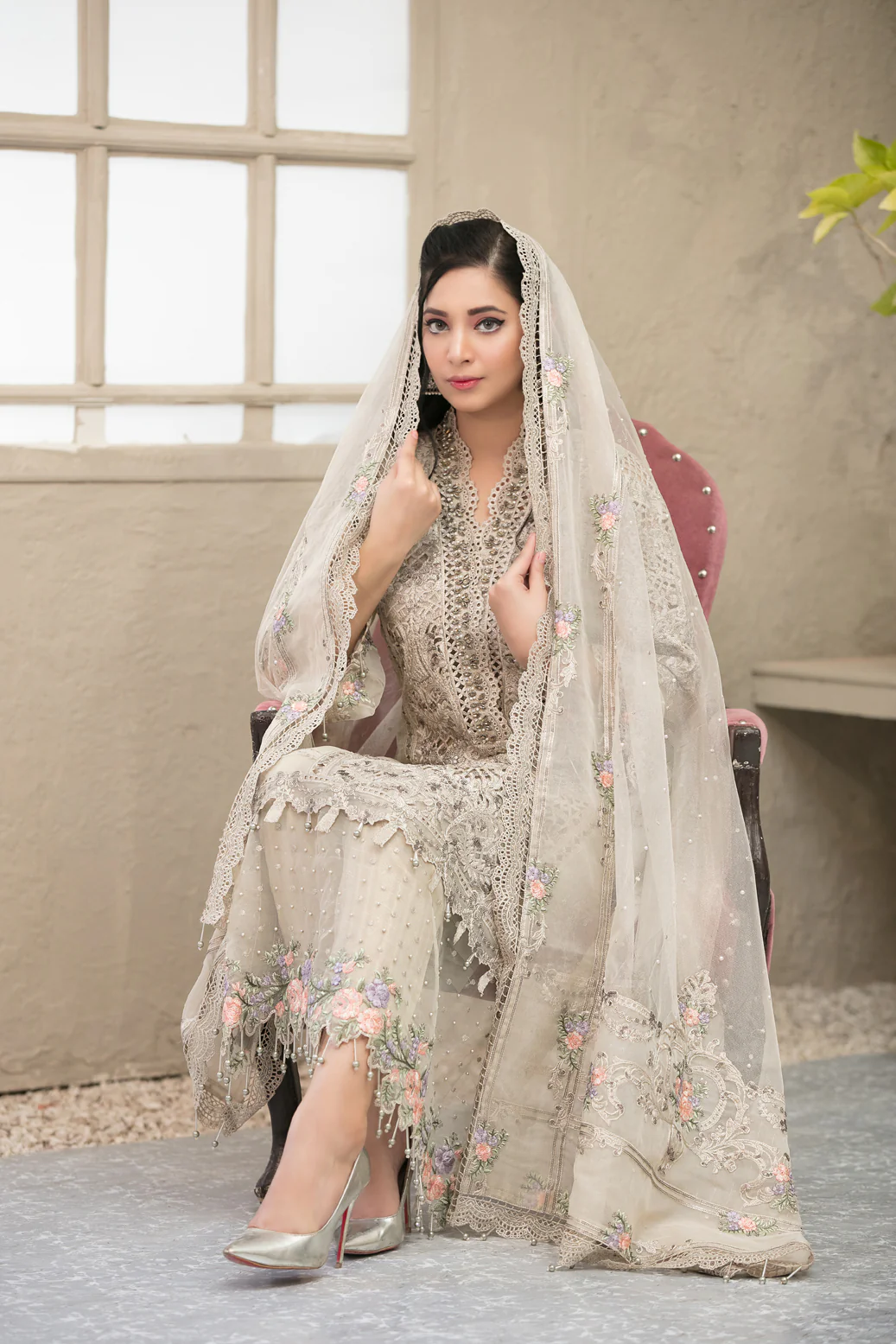 Maria.B Festive Embroidered Organza Collection 3 Pieces Unstitched Skin - Image 2