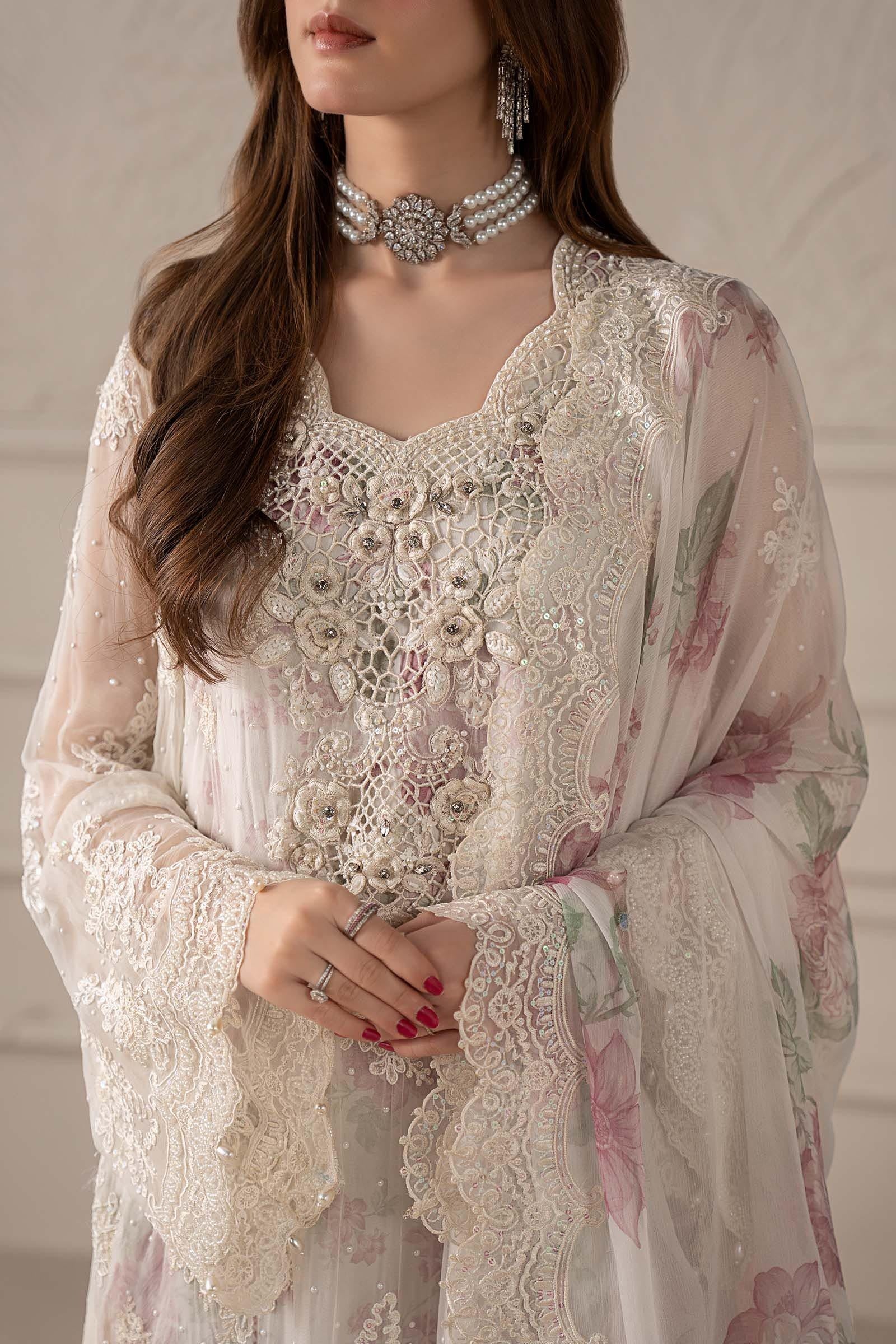 Maria.B Luxury Chiffon Embroidered 3 Pc Unstitched Collection MCS-25-101 - Image 3