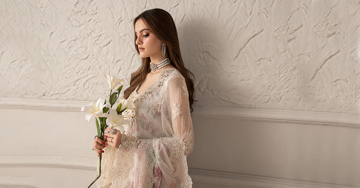 Maria.B Luxury Chiffon Embroidered 3 Pc Unstitched Collection MCS-25-101 - Image 7