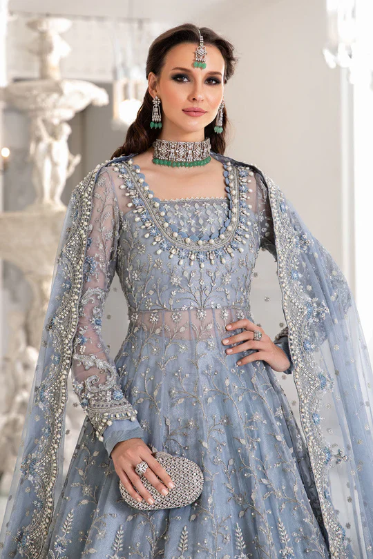Maria.B Luxury Embroidered Net Unstitched 3 Pc Collection MC-041 - Image 2