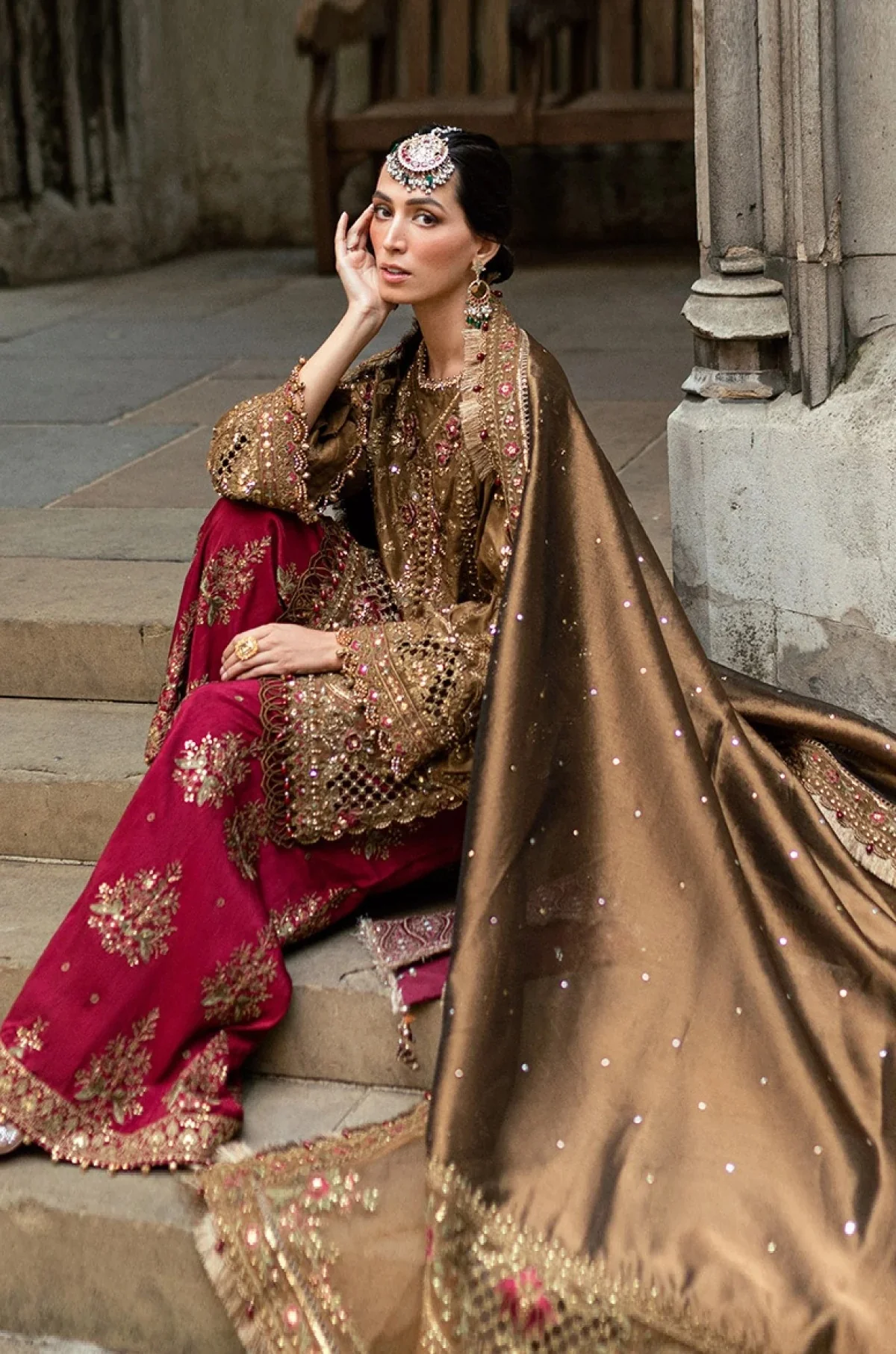 Maria.B Luxury Lava Silk Embroidered 3 Piece Unstitched - Soiree 25 - Image 3
