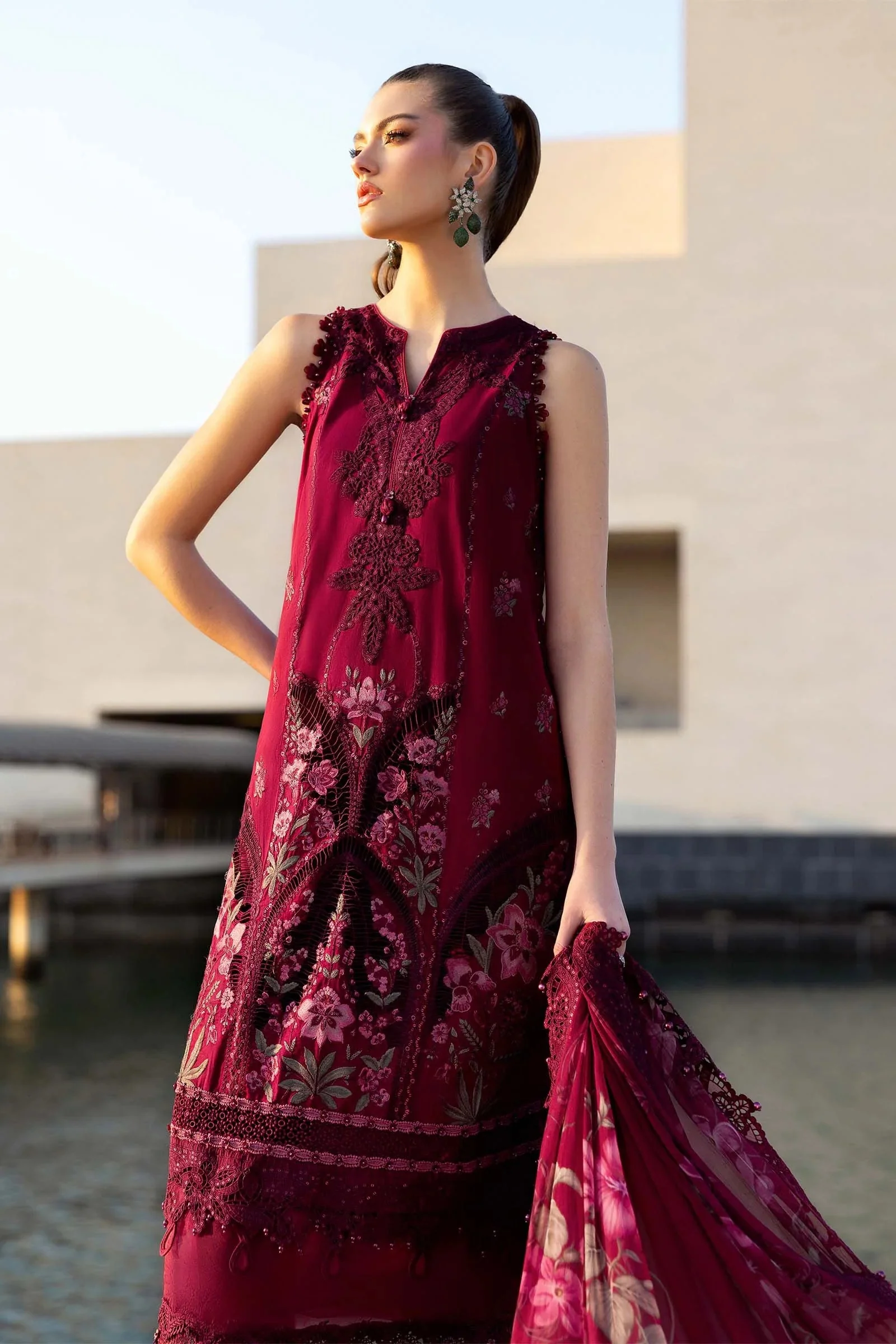 Maria.B - Luxury Lawn Embroidered 3 Piece Unstitched - D-2611-B - Image 2
