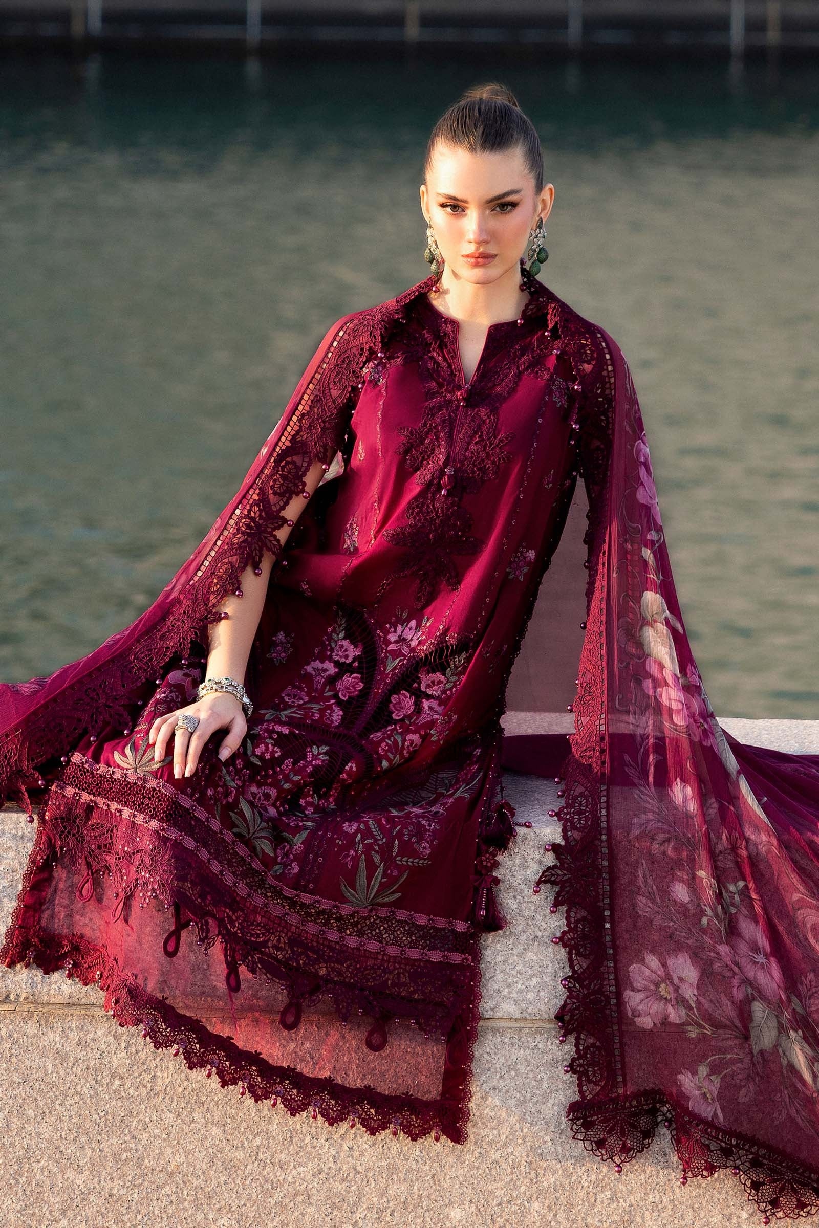 Maria.B - Luxury Lawn Embroidered 3 Piece Unstitched - D-2611-B - Image 3