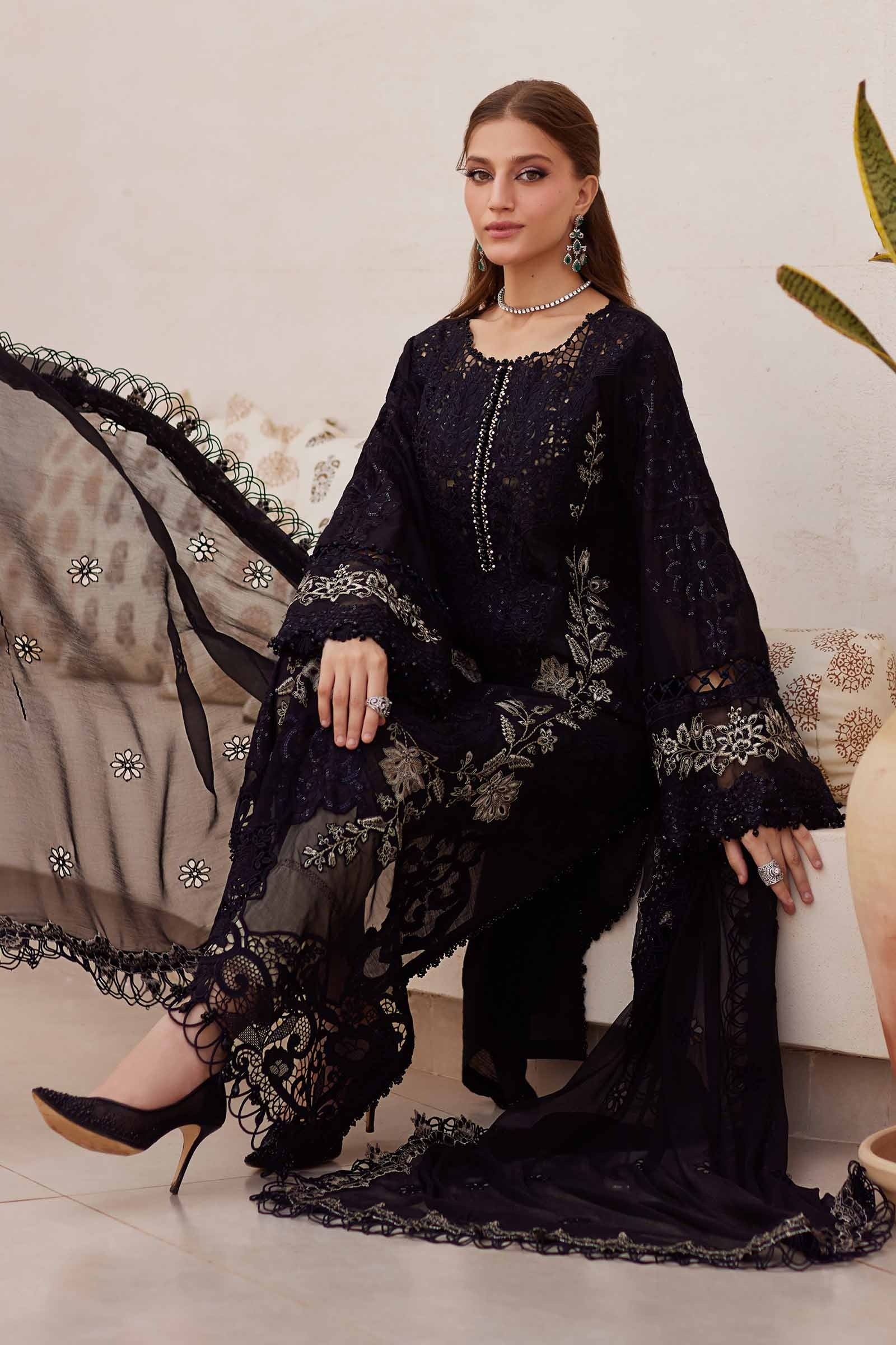 Maria.B - Luxury Lawn Embroidered 3 Piece Unstitched - EL-25-03(pure chiffon duppatta) - Image 4
