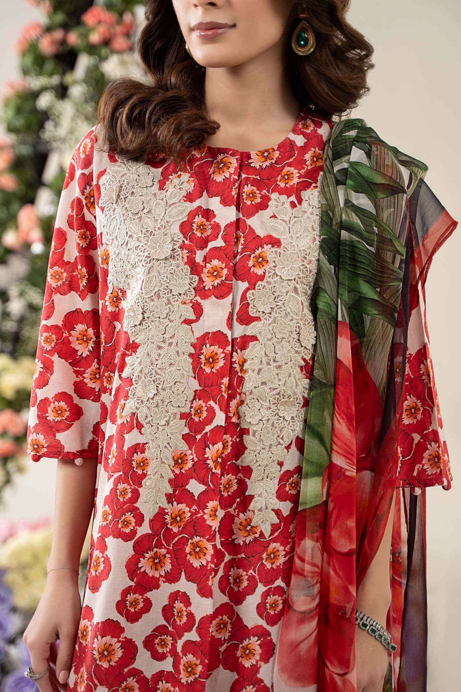 Maria.B - Luxury Lawn Embroidered 3 Piece Unstitched - MPS-2606-B - Image 2