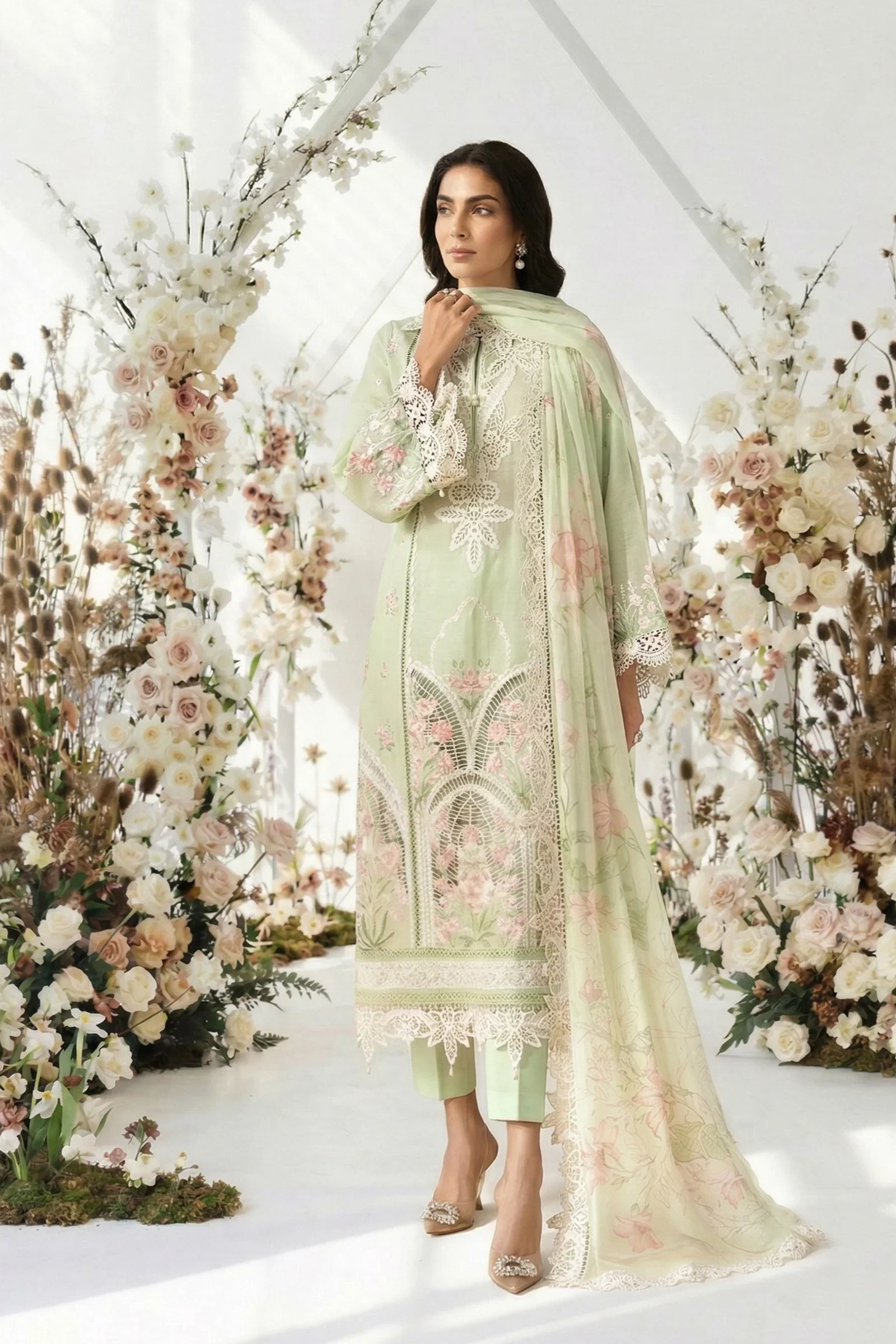 Maria.B Luxury Lawn Embroidered Unstitched Suit DS-2611-A - Image 3