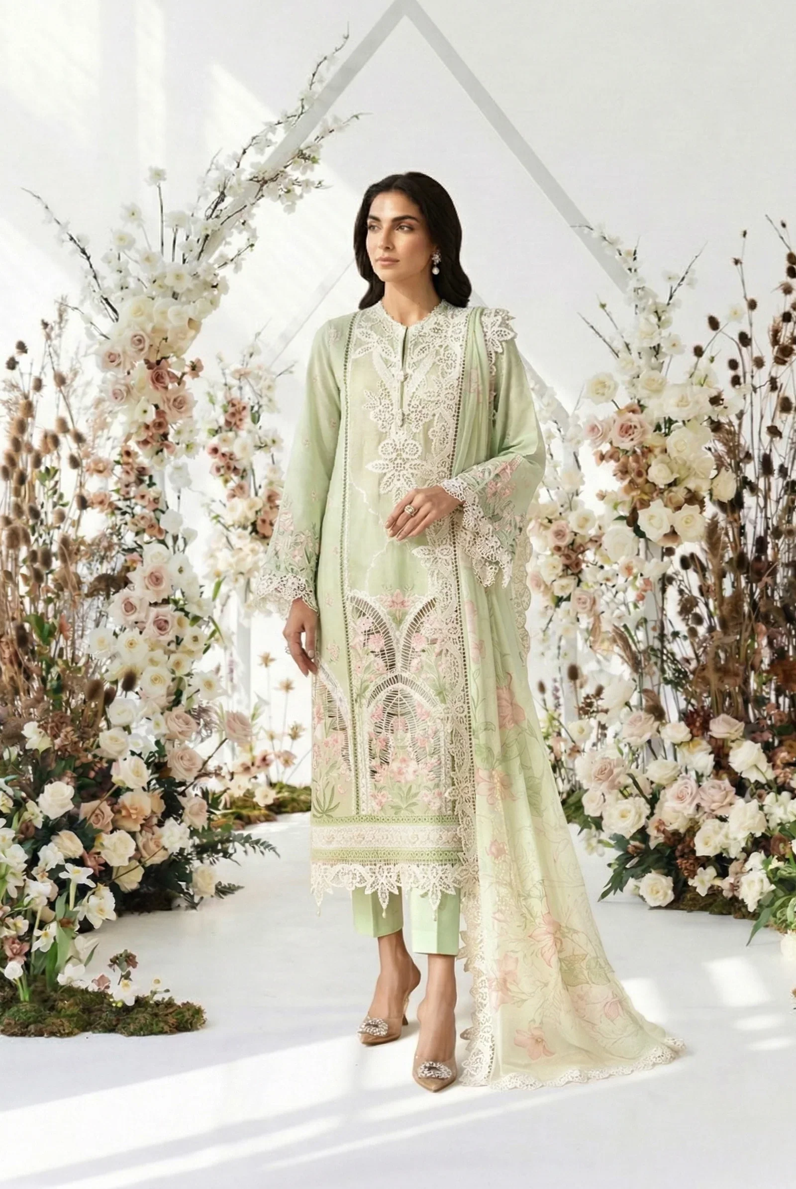 Maria.B Luxury Lawn Embroidered Unstitched Suit DS-2611-A - Image 5
