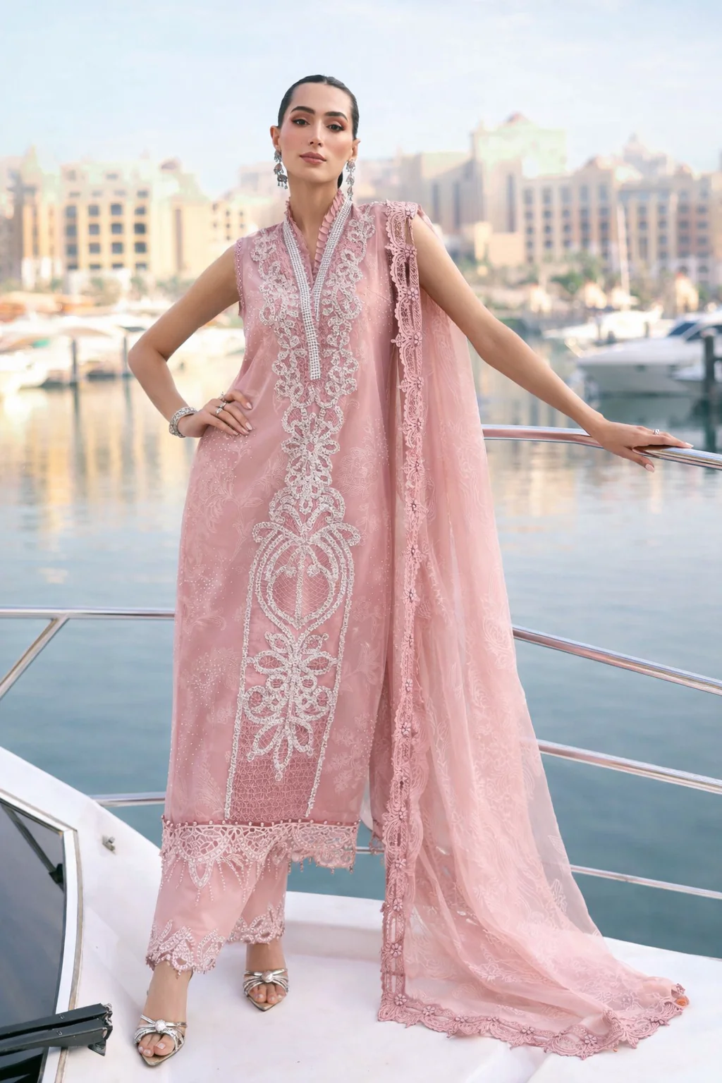 Maria.B Luxury Lawn Unstitched Embroidered 3Pc Suit D-2604-B Rose Mirage - Image 3