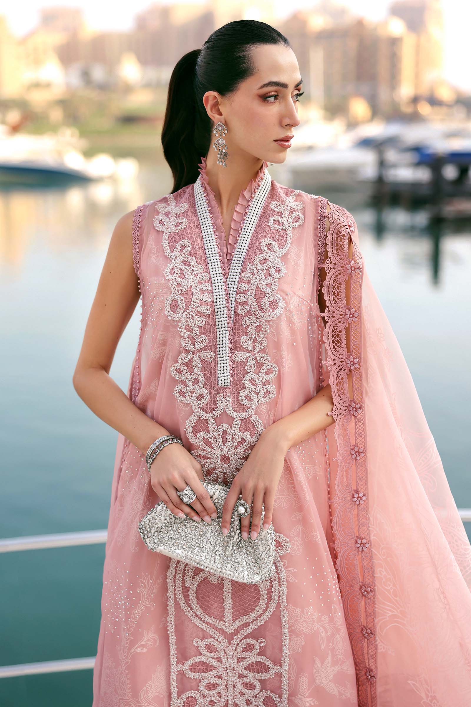 Maria.B Luxury Lawn Unstitched Embroidered 3Pc Suit D-2604-B Rose Mirage - Image 6