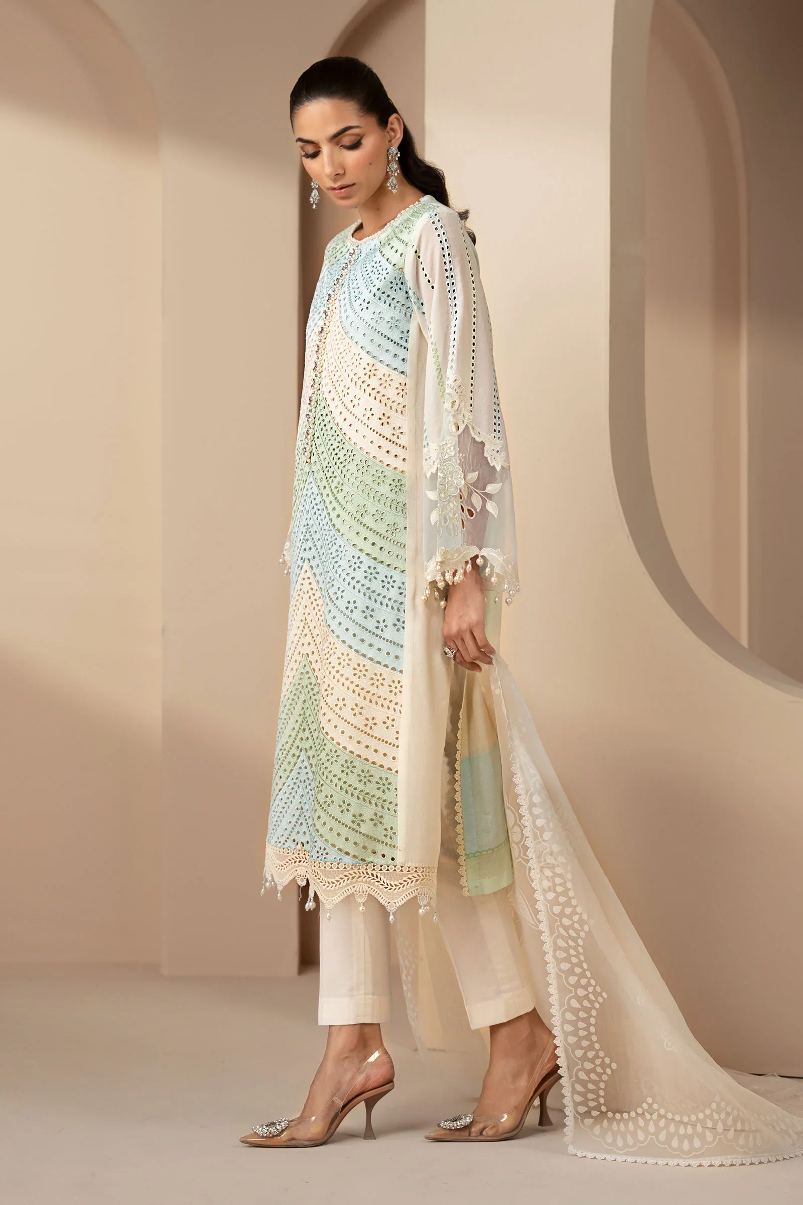 Maria.B Luxury Lawn Chikenkari Unstitched Embroidered 3Pc Suit 12-A - Image 2