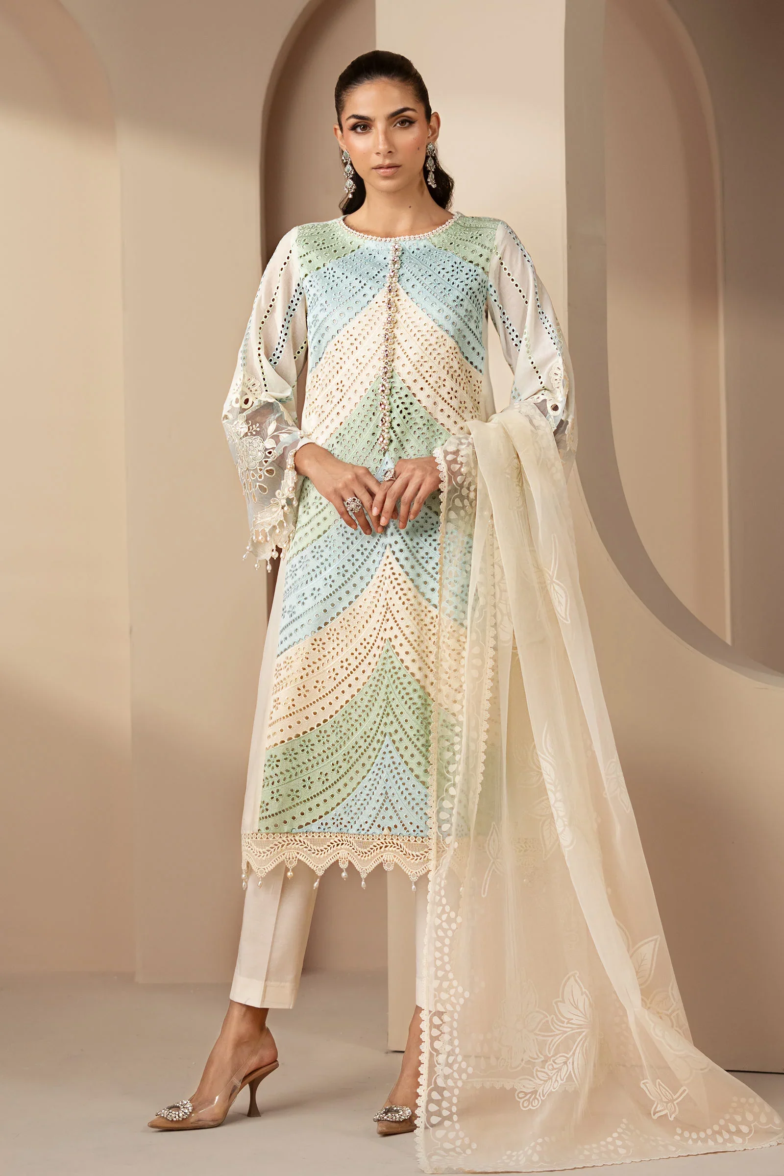 Maria.B Luxury Lawn Chikenkari Unstitched Embroidered 3Pc Suit 12-A - Image 3