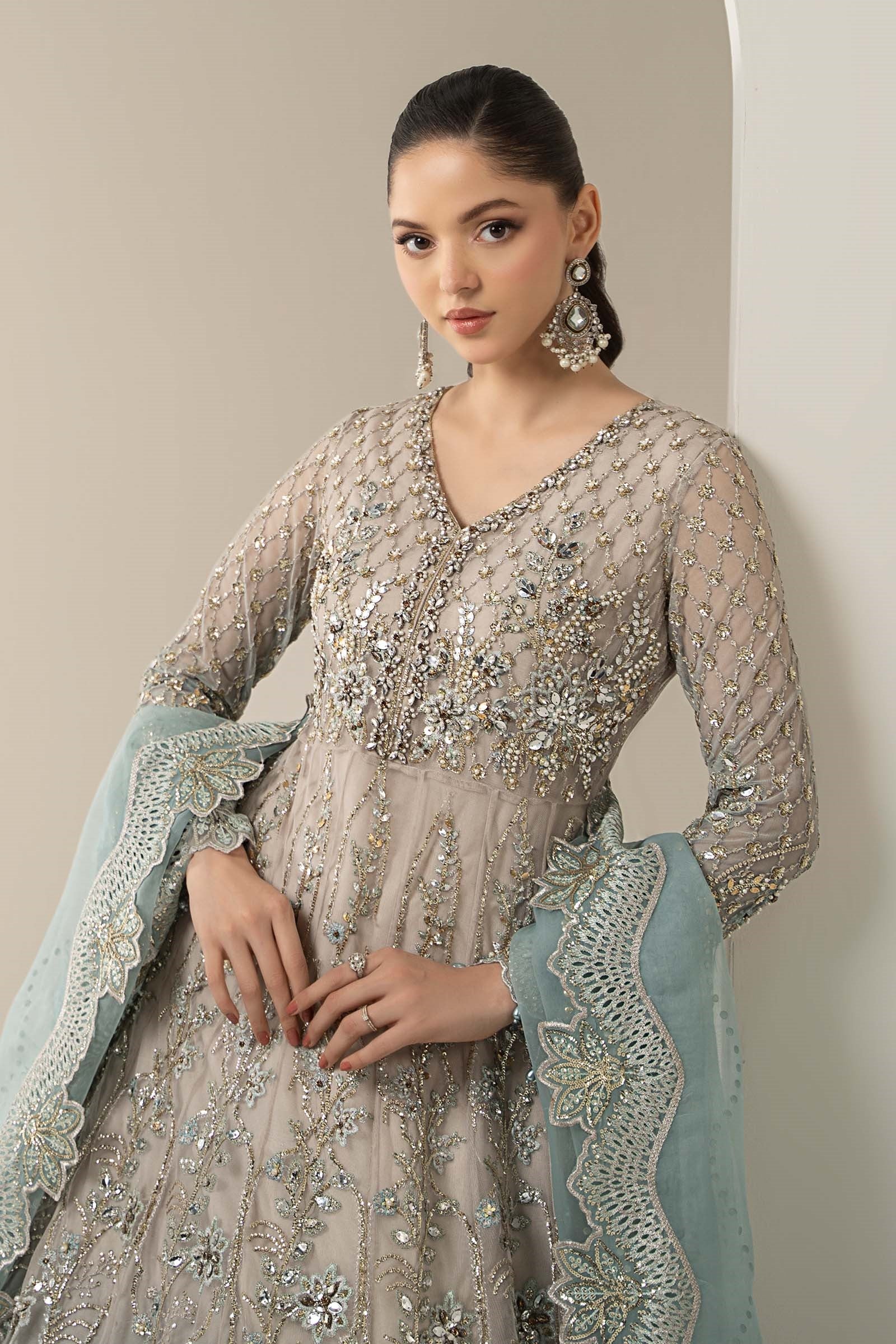 Maria.B Luxury Net Embroidered 3 Piece Unstitched BDS-3002 - Image 2