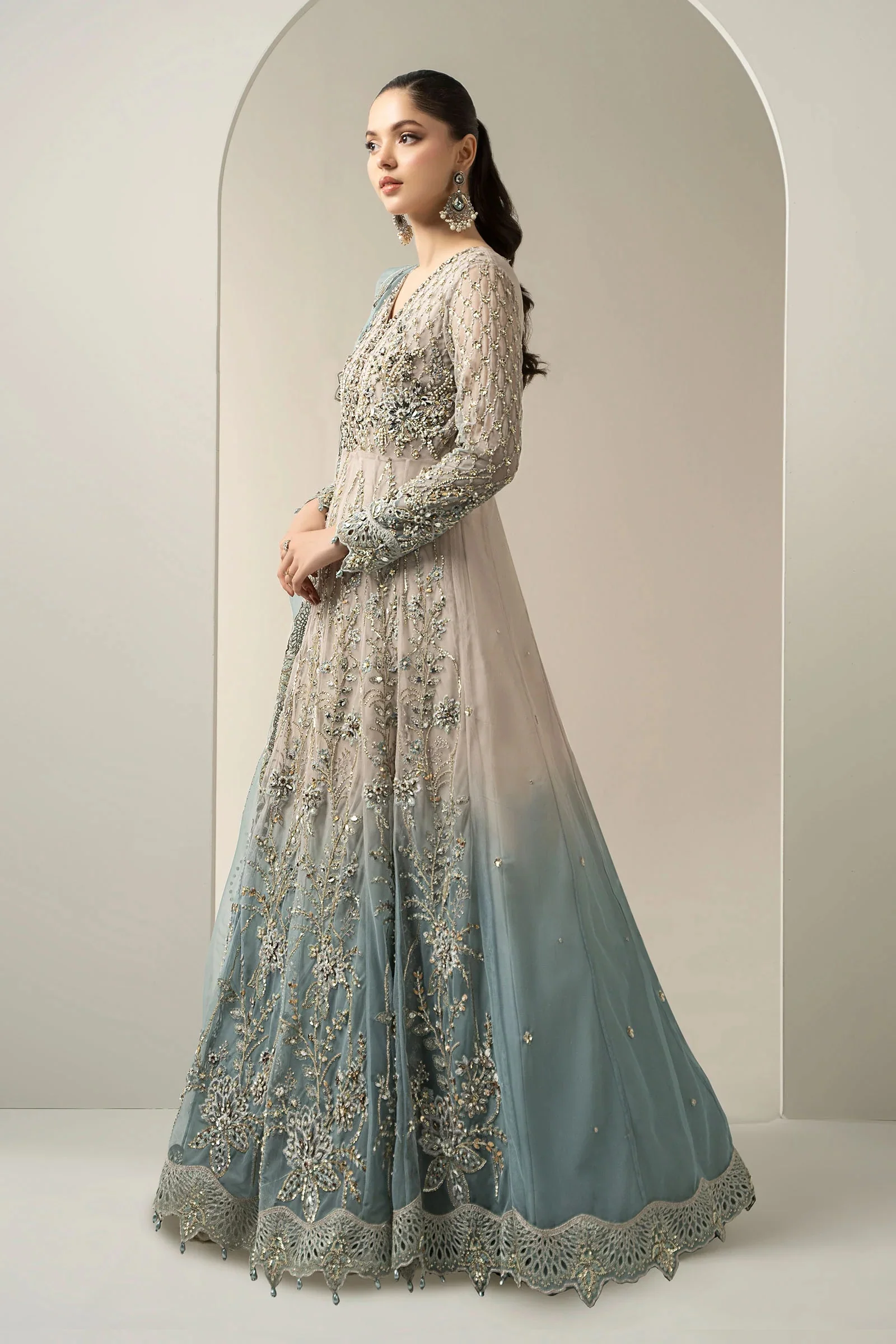 Maria.B Luxury Net Embroidered 3 Piece Unstitched BDS-3002 - Image 5