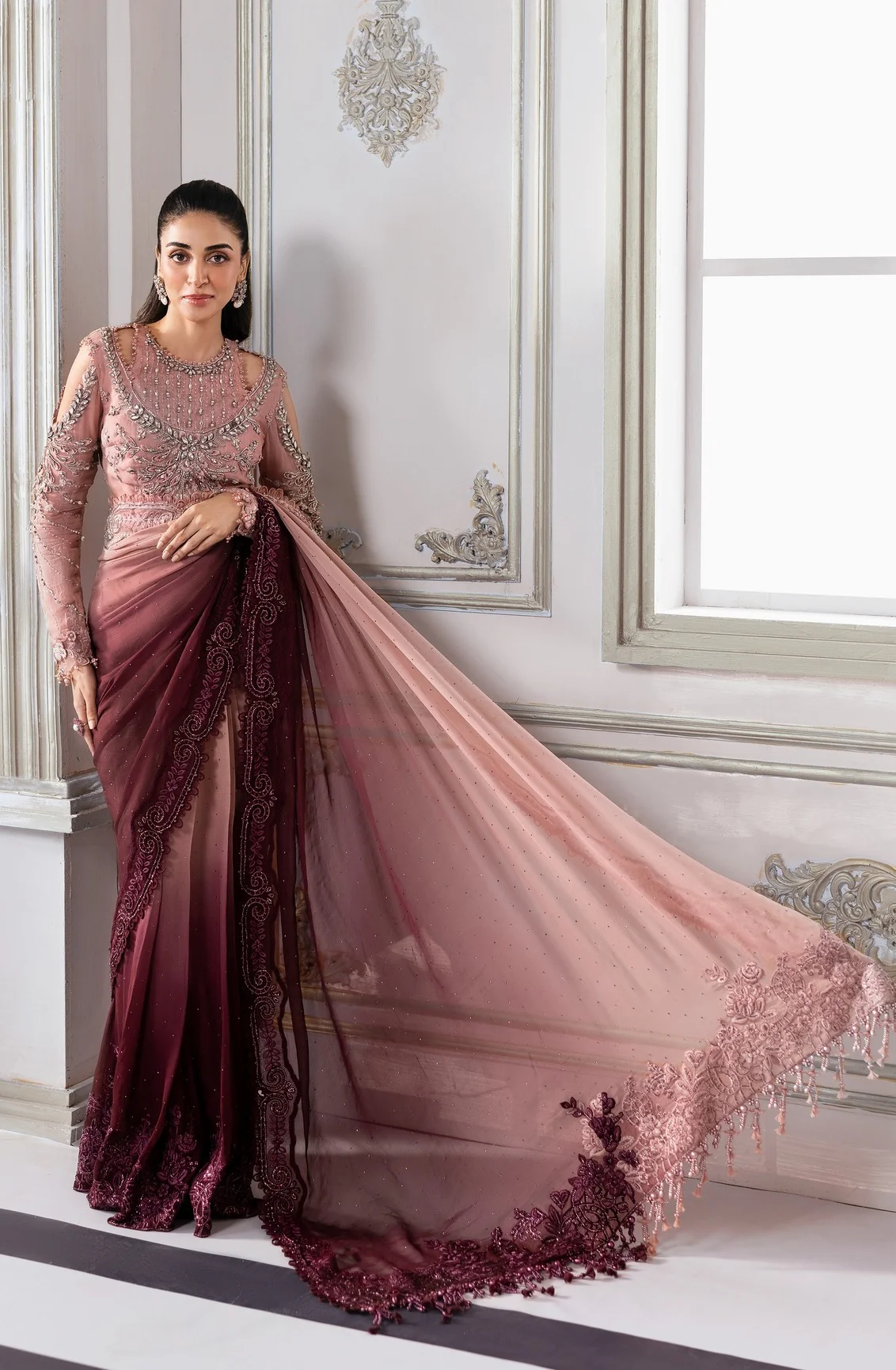 Maria.B Luxury Pure Chiffon Embroidered 3 Piece Unstitched - BDS-3001 - Image 3
