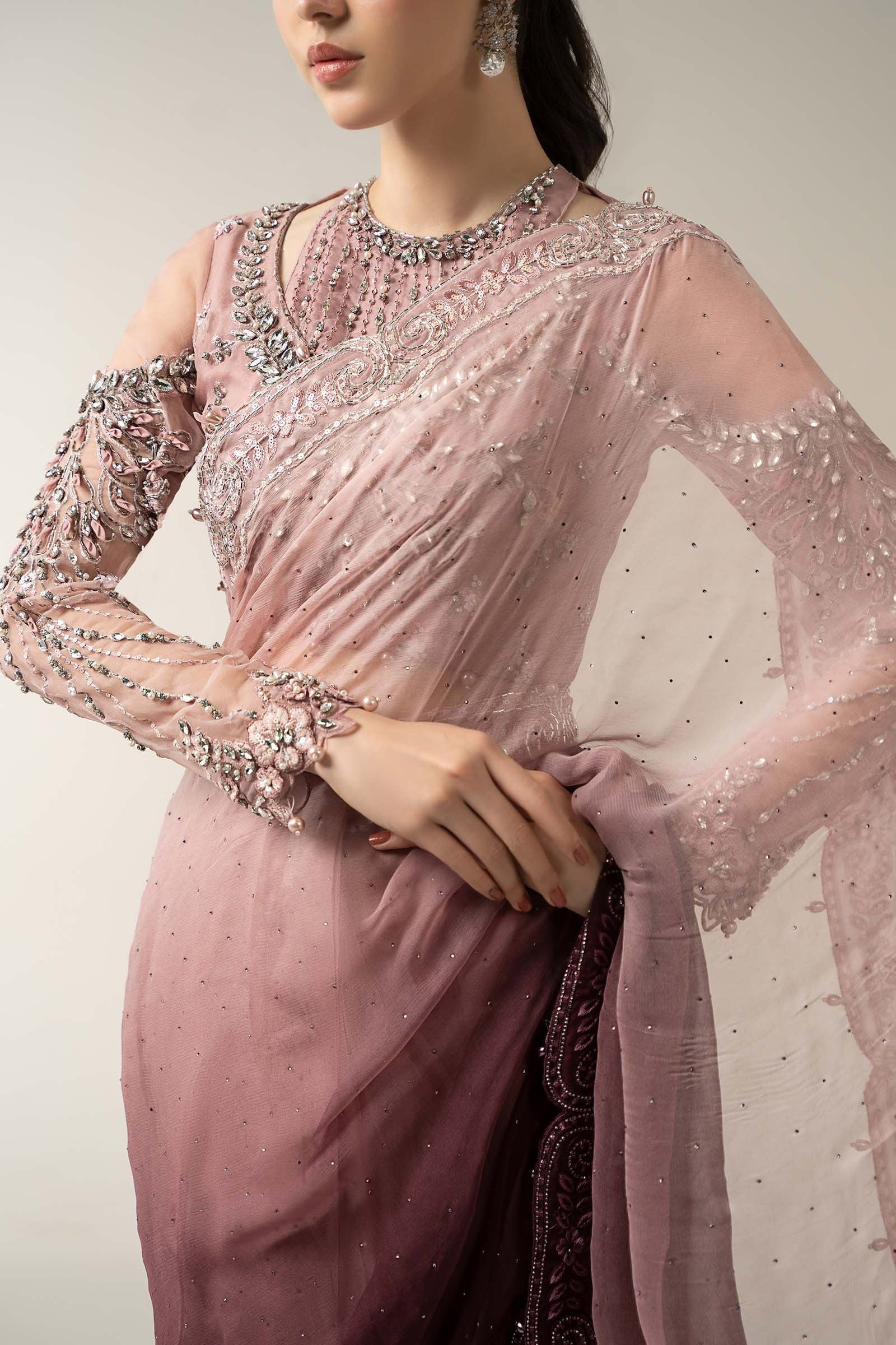 Maria.B Luxury Pure Chiffon Embroidered 3 Piece Unstitched - BDS-3001 - Image 6