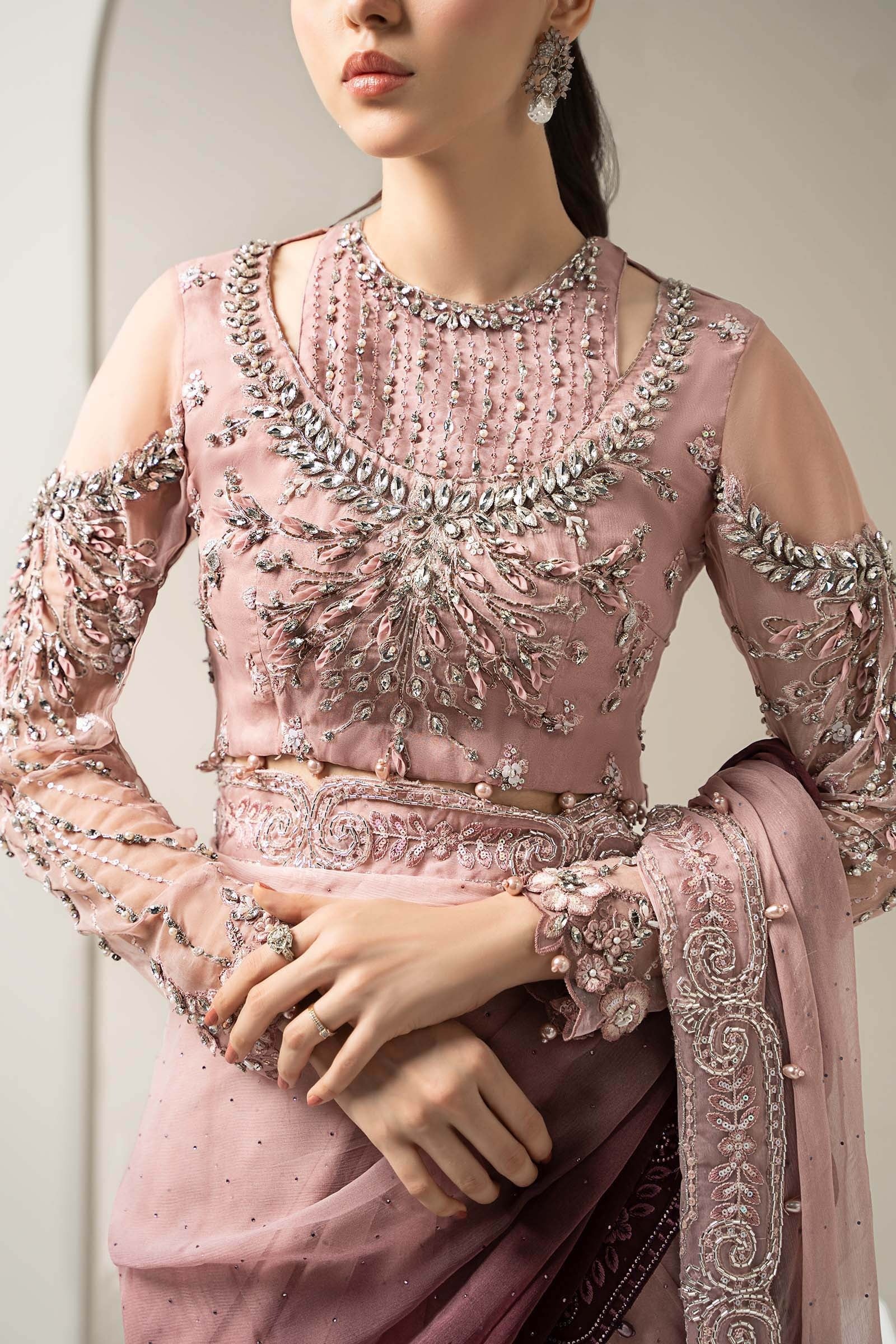 Maria.B Luxury Pure Chiffon Embroidered 3 Piece Unstitched - BDS-3001 - Image 7