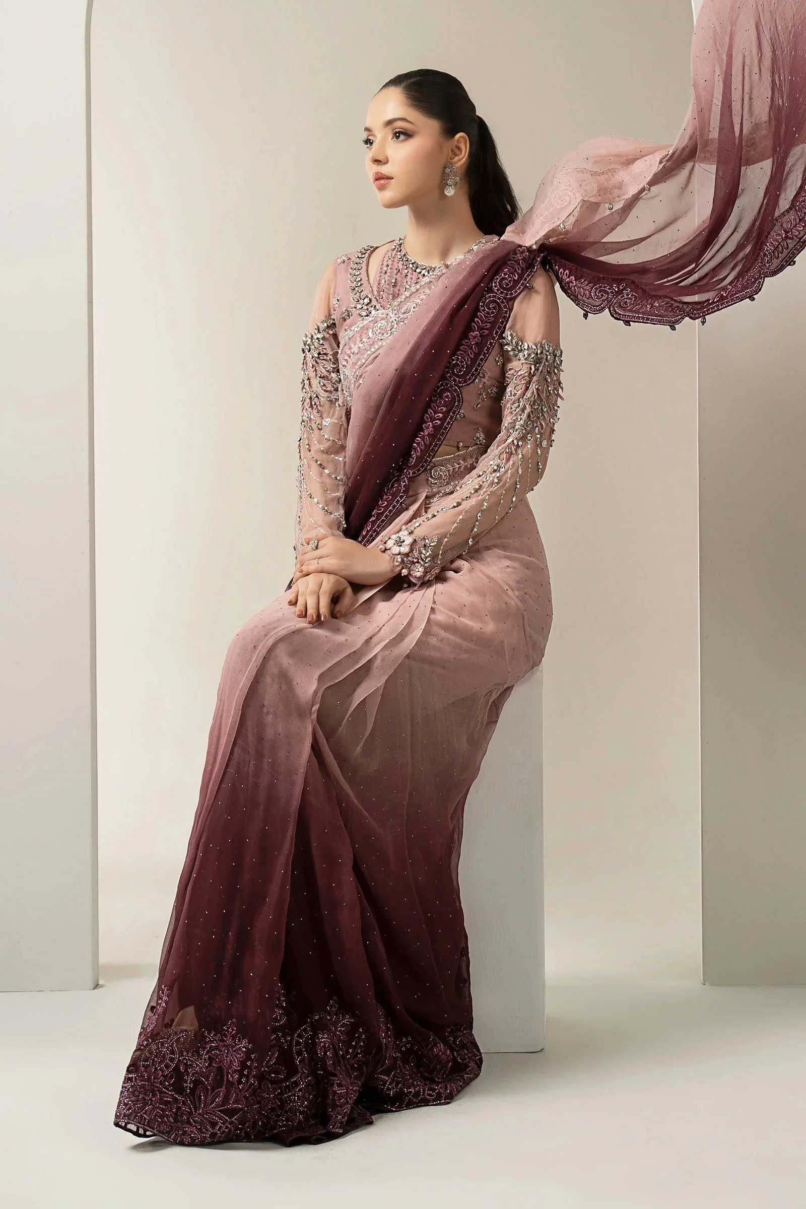 Maria.B Luxury Pure Chiffon Embroidered 3 Piece Unstitched - BDS-3001 - Image 9