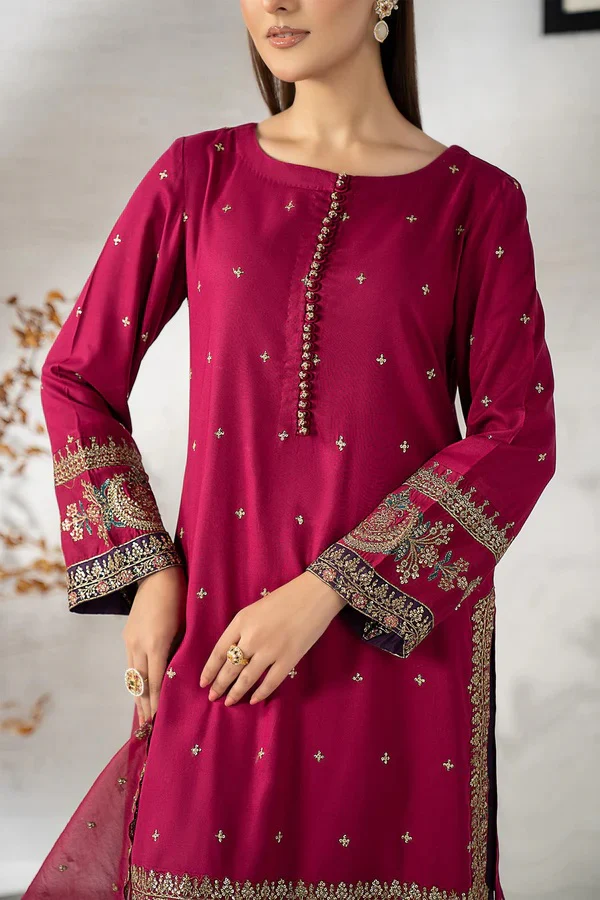 Maria.B - Luxury Raw Silk Embroidered 3 Piece Unstitched - Image 2