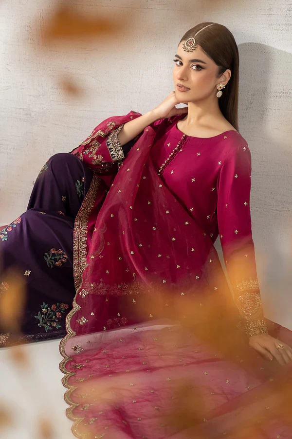 Maria.B - Luxury Raw Silk Embroidered 3 Piece Unstitched - Image 3